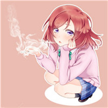 一个卡通女生抽烟头像 习惯了香烟的味道