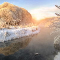 大自然雪景图片头像,使天地溶成了白色的一体