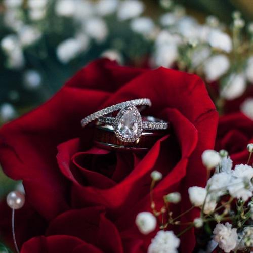 微信头像戒指唯美，美丽鲜花上的结婚戒指图片
