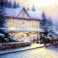 手绘圣诞夜QQ头像,圣诞雪景图片