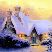 手绘圣诞夜QQ头像,圣诞雪景图片
