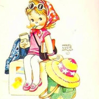 卡通手绘插画女生个性头像图片,可爱幸福的小女孩子,很开心幸福的样子