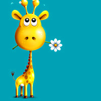 绘画系长颈鹿可爱卡通头像,长长的脖子吃东西高高的