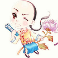 清朝人物卡通头像,有两个小辫子的
