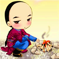 清朝人物卡通头像,有两个小辫子的