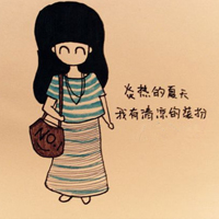 卡通手绘女孩QQ头像图片,浪漫带文字的
