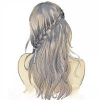 手绘背影女生头像,酷爱短发与长发的发型