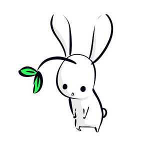 简单又好看的手绘兔子头像黑白的