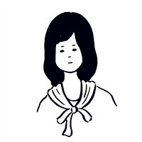 简单个性头像女生卡通手绘黑白图片