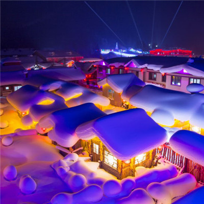 冬天雪景夜色头像，黑龙江雪乡夜景图片