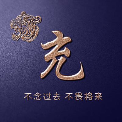 镀金字体姓氏头像，老虎头你的姓氏专属