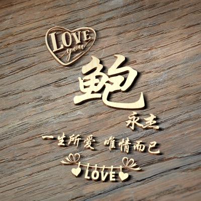 LOVE爱心木纹立体姓氏头像，一生所爱 唯情所已