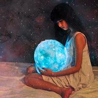 神秘星空专题月亮女神唯美女生头像,抱着水晶球的