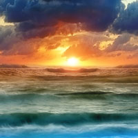 唯美大海天空,火烧云真美丽,日出的海面太壮观了