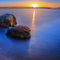 美国温哥华第三海滩日出的风景图片,夕阳的美图