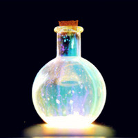 彩色荧光瓶子唯美头像图片,星星点点照亮黑夜