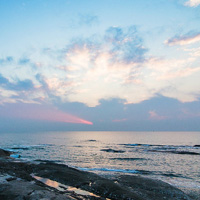 清晨大海风景头像,大海有了夕阳的陪伴更美了