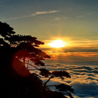 江西三清山朝阳风景头像,云层之上夕阳的美丽