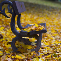 唯美意境盆秋雨落叶椅子风景图片大全