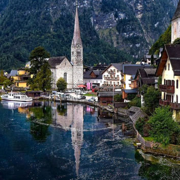 风景美图微信头像，奥地利最美小镇哈尔施塔特风景图片