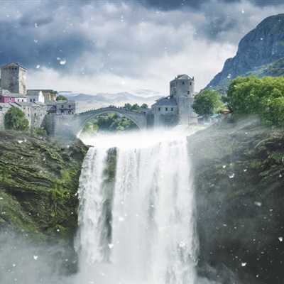 大自然山水瀑布头像，大气磅礴的瀑布风景微信头像图片