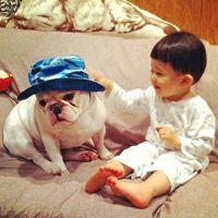 小孩与狗狗生活萌照搞笑头像图片,最好的朋友